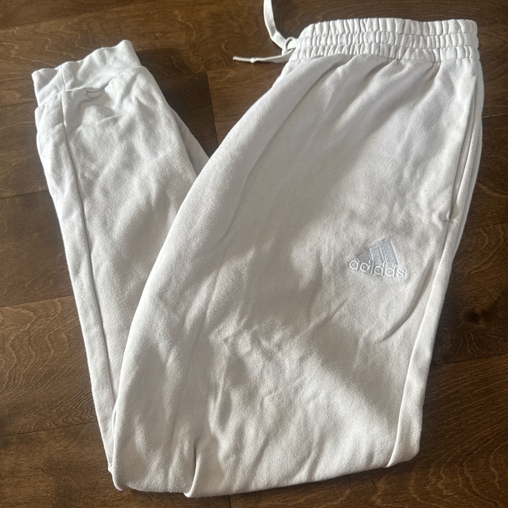 Adidas White Joggers with Logo